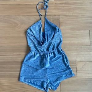 Eye catching, sexy, cowl neck glitter romper from BY THE WAY. Size Small.